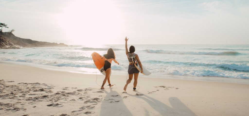 Mother and daughter on beach