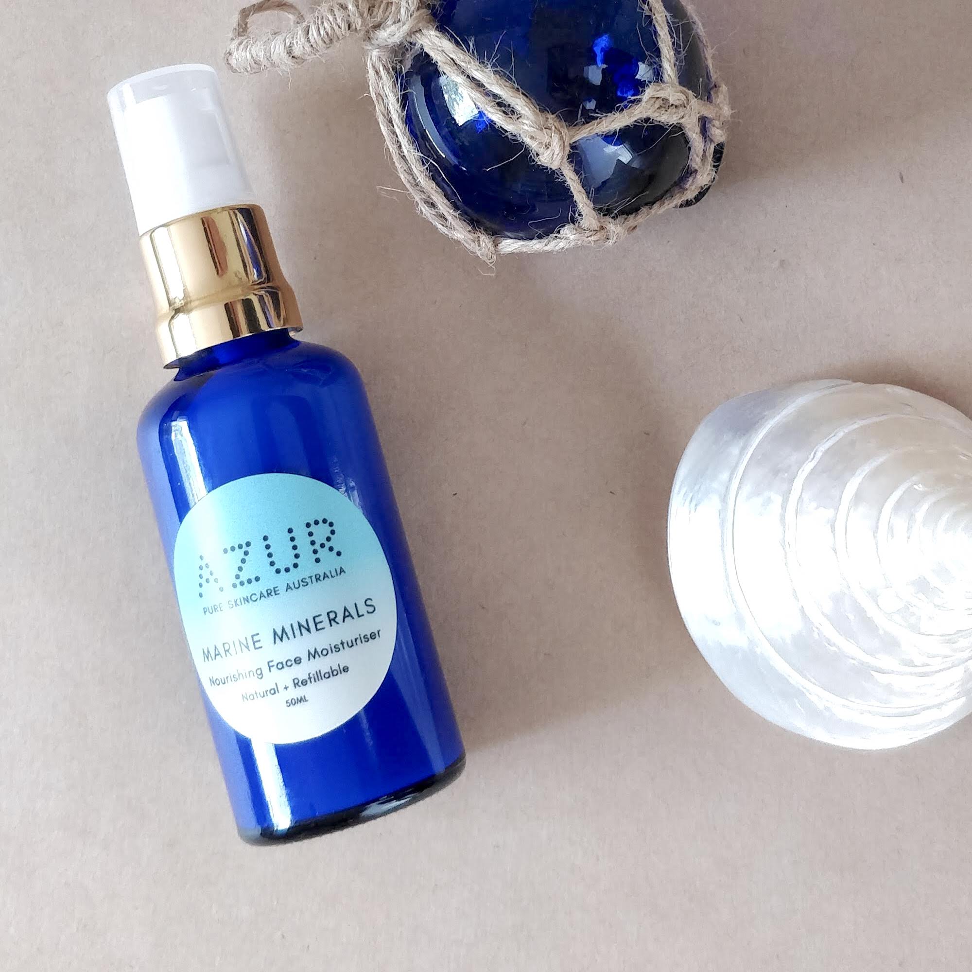 Natural Face Moisturiser Blue Glass Bottle